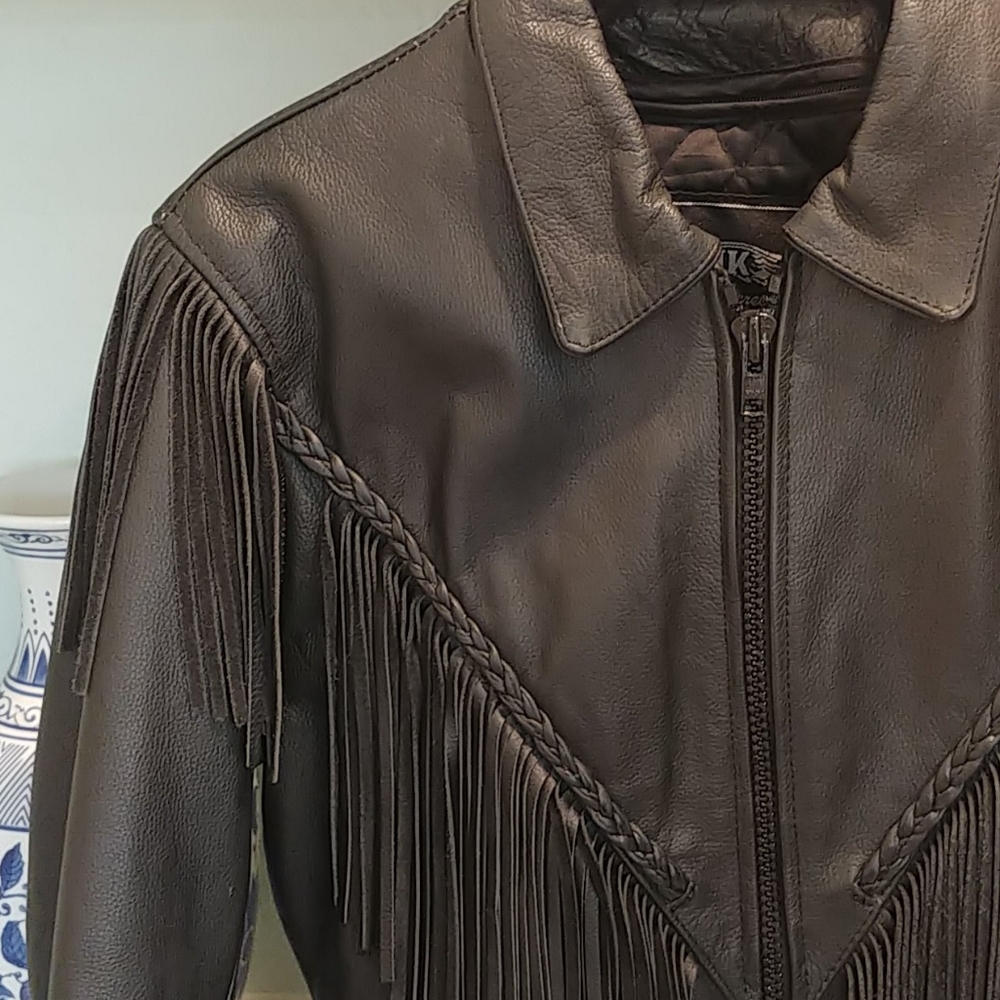 Leather Fringed Jacket by UNIK